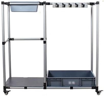 SHIJINHAO Mop and Broom Holder 360 Movable Storage Trolley with Universal Wheels