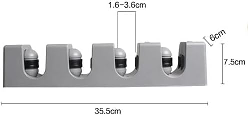 Wall-Mounted Mop Holder with 4 Slots and 5 Hooks