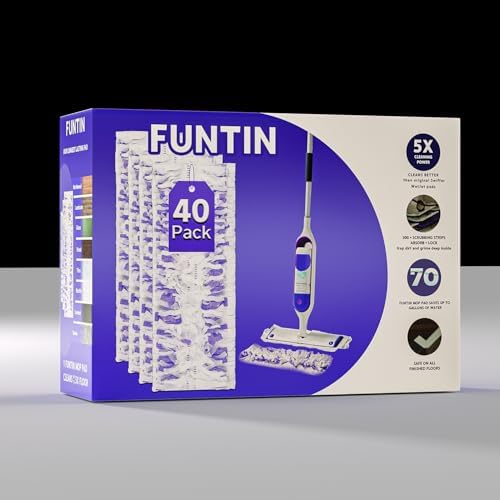 Funtin 40-Pack Disposable Mop Pads for Swiffer Power Mop