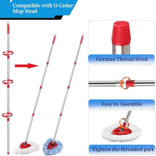 Generic Mop Handle Replacement 4 Section Red 30 to 58 1