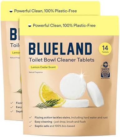 BlueLand Toilet Bowl Cleaner Tablets 28 Count Plastic-Free No Harsh Chemicals