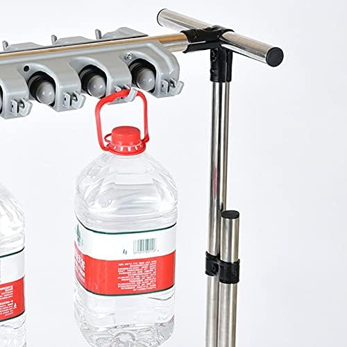 SHIJINHAO Broom Mop Holder with 6 Hooks and Sliding Design