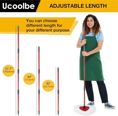Ucoolbe Spin Mop Handle Replacement 4-Piece Adjustable 30-58