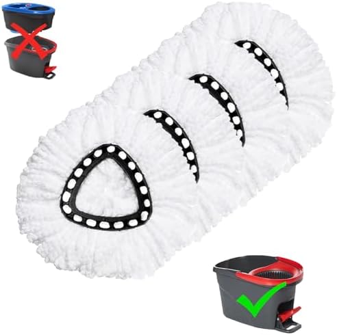 4 Pack HANZENMA Mop Replacement Heads for O-Cedar EasyWrin Spin Mop