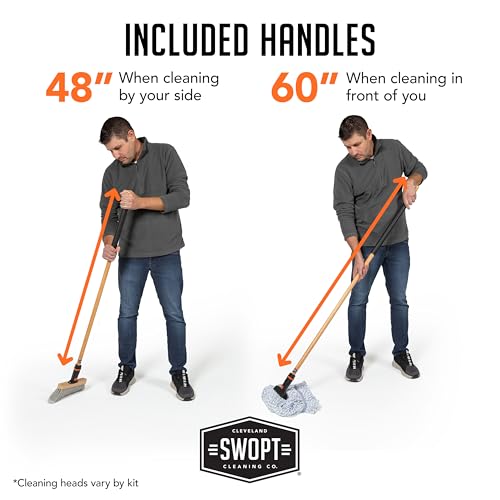 SWOPT Premium Multi-Surface Angle Broom with Cotton Mop and EVA Handles