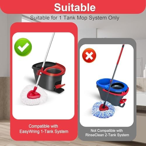 4 Spin Mop Heads Refill for Cedar EasyWring 1-Tank System