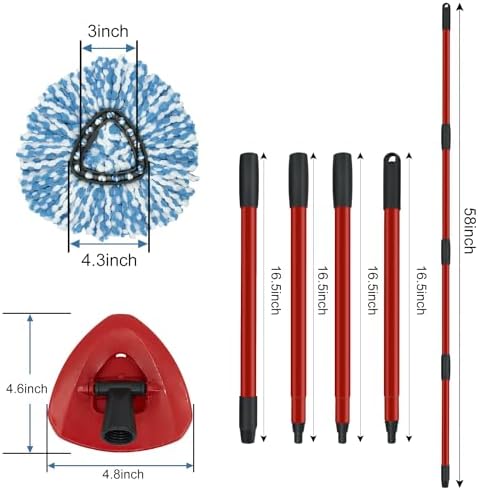 GFRED 2 Pack Spin Mop Head Set with Base and Handles