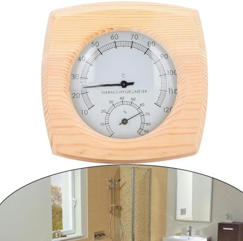 Marebm 2 in 1 Wooden Sauna Thermometer and Hygrometer