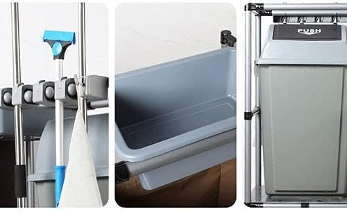 SHIJINHAO Mop and Broom Holder Stand with Storage