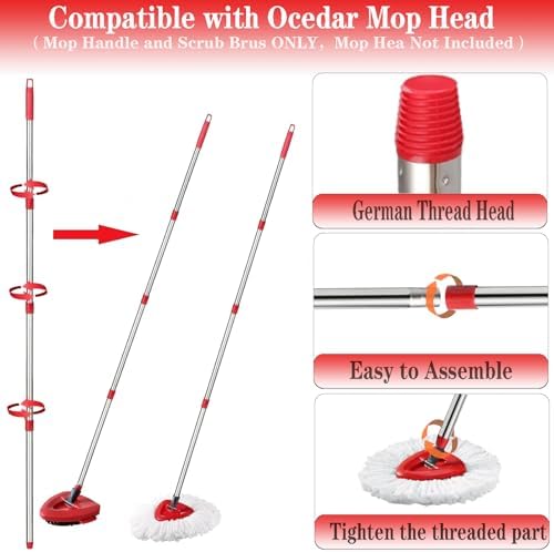 Fazlynyi Red Spin Mop Handle Set for OCeda EasyWring System