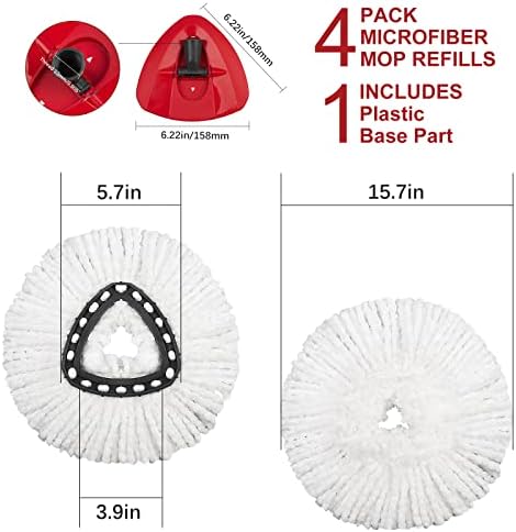 GRAREND 4 Pack Mop Replacement Heads for Ocedar Spin Mop