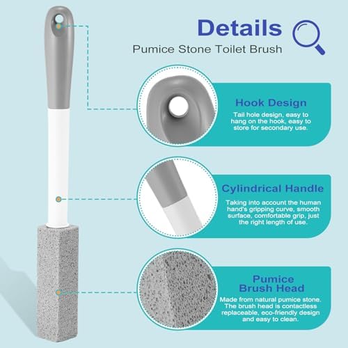 4 Pack Pumice Stones with Detachable Handle for Toilet Cleaning