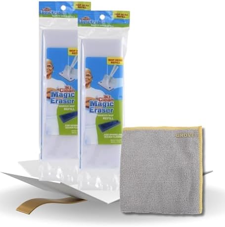 GROVE Squeeze Sponge Mop Refill Bundle - 3 Items with Microfiber Cloth