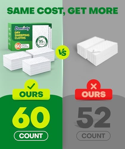Domudy 60 Count Dry Sweeping Cloths Refills for Swiffer 1