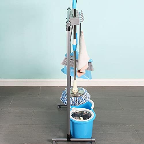 SHIJINHAO Mop Broom Holder with 5 Hooks and 6 Slots