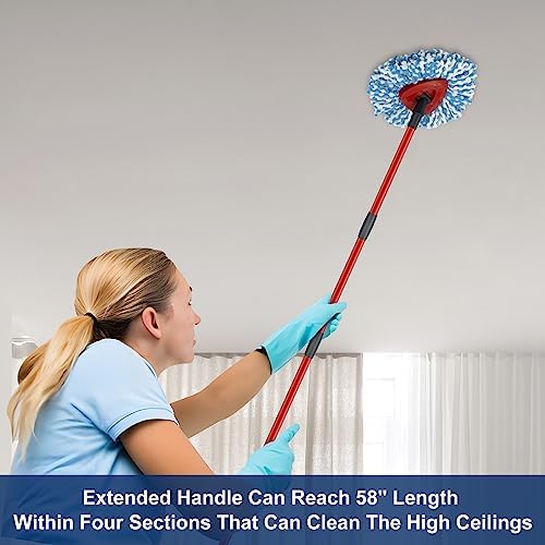 GFRED 2 Pack Spin Mop Head Set with Base and Handles