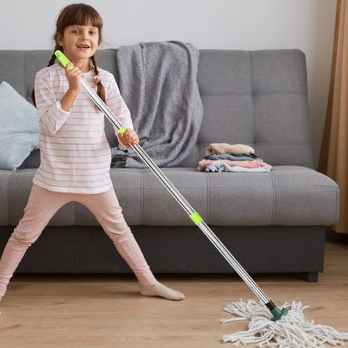 Ipetboom Adjustable 3-Section Mop Handle with Green Thread