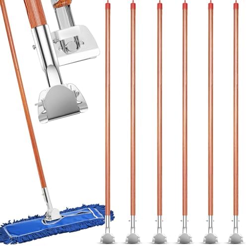Sliner 6 Pcs Clip on Dust Mop Handle - 512 Inch Mop Stick Replacement