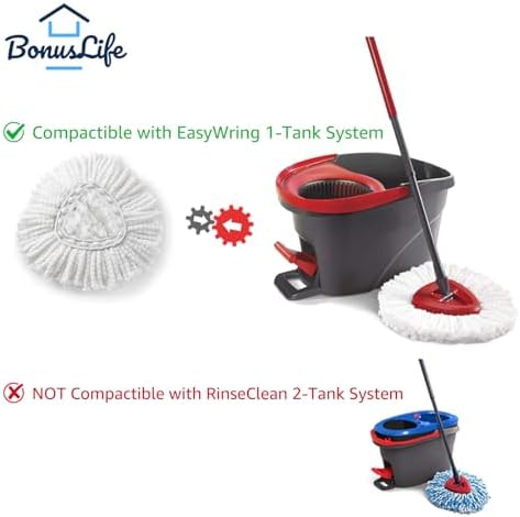 BonusLife 2-Pack Mop Head for EasyWring 1-Tank Spin Mop System