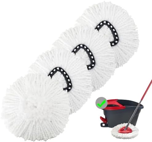 4 Pack Microfiber Spin Mop Refill Heads for Hard Floors