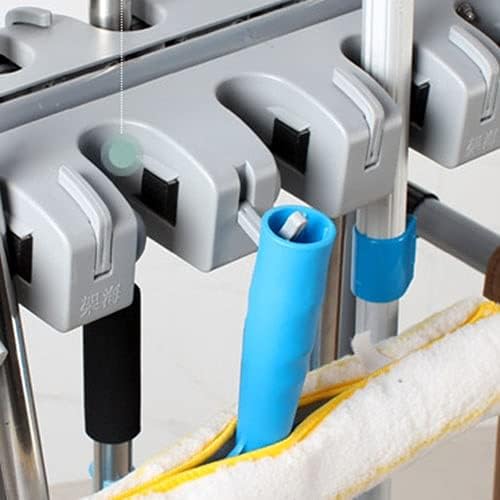 SHIJINHAO Mop and Broom Holder 360 Movable Storage Trolley with Universal Wheels