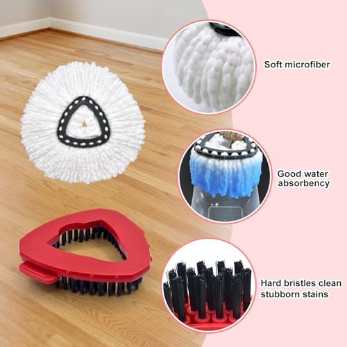 GFRED Spin Mop Replacement Set with Handle Heads Base and Brush