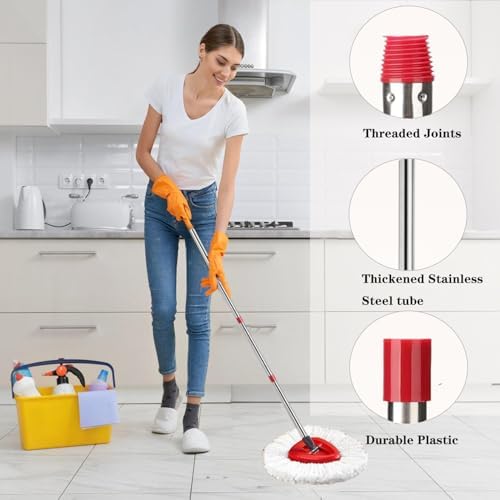 Fazlynyi Spin Mop Handle 4-Section Adjustable