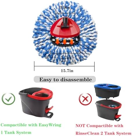 Fazlynyi Microfiber Mop Head Refill 4-Pack Easy Clean