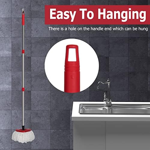 Qulable Spin Mop Handle Replacement - 4-Section Adjustable Red