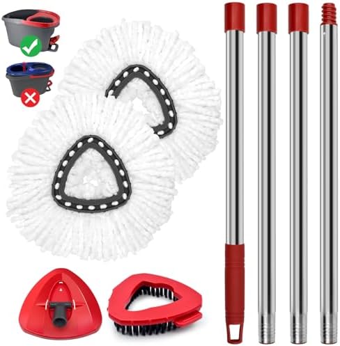 GFRED Spin Mop Replacement Set with Handle Heads Base and Brush