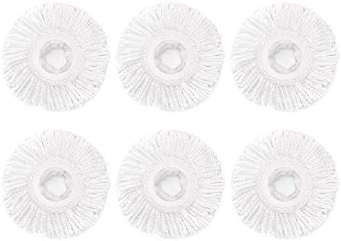Tidy Monster 6 Pack Spin Mop Replacement Heads - Microfiber Mop Refills White