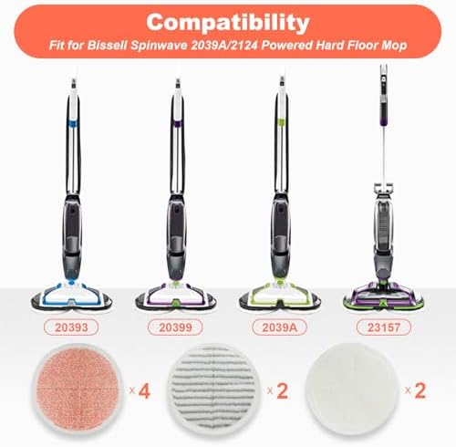 Spinwave Mop Pads Replacement Set by BeiLan - 8Pack for Bissell 2039A2124