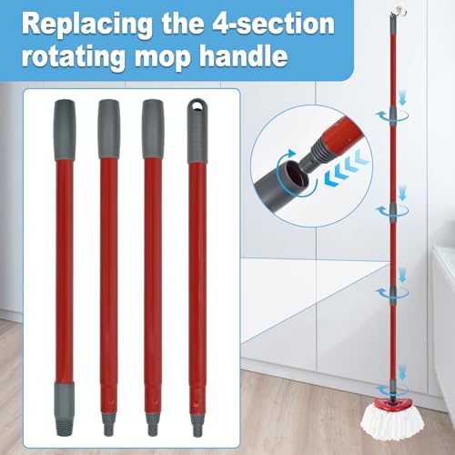 Yuunaie 4-Section Adjustable Mop Handle for Ocedar H2pro