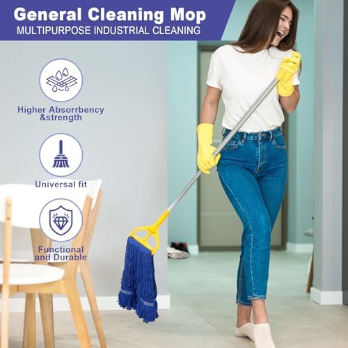 3 Pack Heavy Duty Cotton Mop Heads for Commercial Use