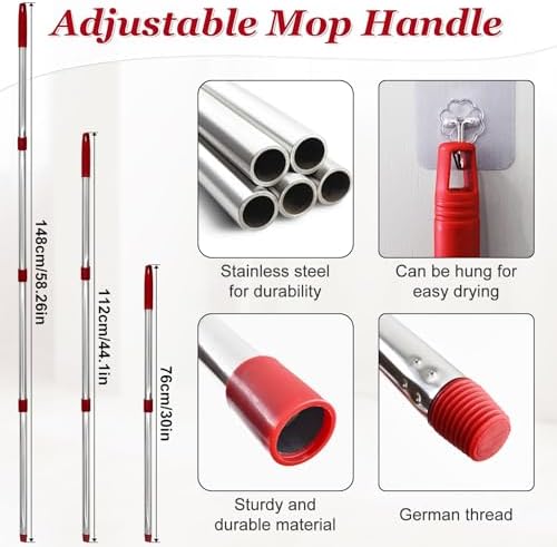 Aiyiried Spin Mop Handle and Replacement Heads Combo Set