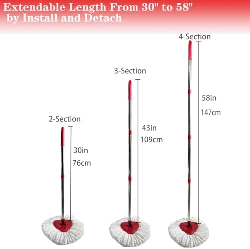 Fazlynyi Spin Mop Handle 4-Section Adjustable