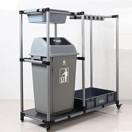 SHIJINHAO Mop and Broom Holder 360 Movable Storage Trolley with Universal Wheels