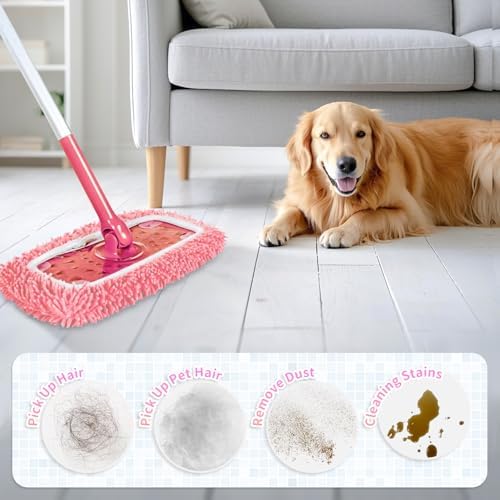 4 Pack Reusable Mop Pads for Swiffer Sweeper Pink