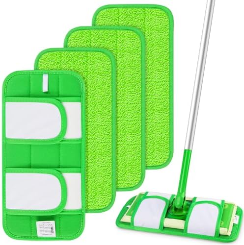 UMAYCOOL Microfiber Mop Pads 4 Pack Wet Dry Reusable