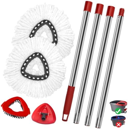 GFRED Spin Mop Replacement Set with Handle Heads Base and Brush