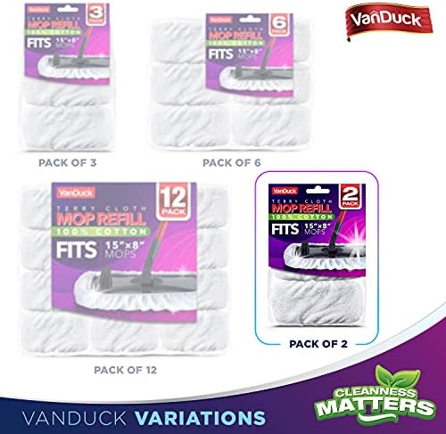 VanDuck 100 Cotton Terry Cloth Mop Refills 2 Pack