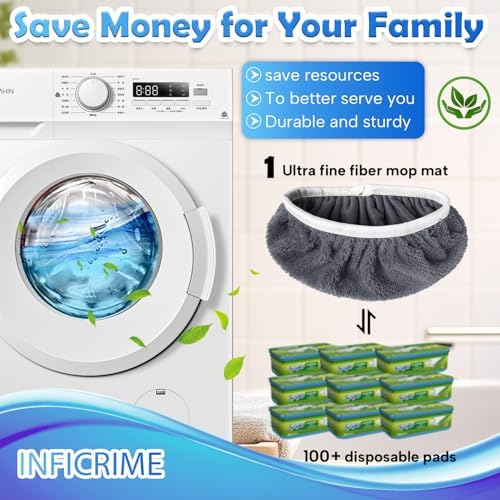 INFICRIME 6 Pack Reusable Microfiber Mop Pads