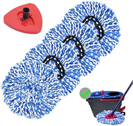 4 Pack Spin Mop Refills Microfiber Replacement Heads for 2-Tank System