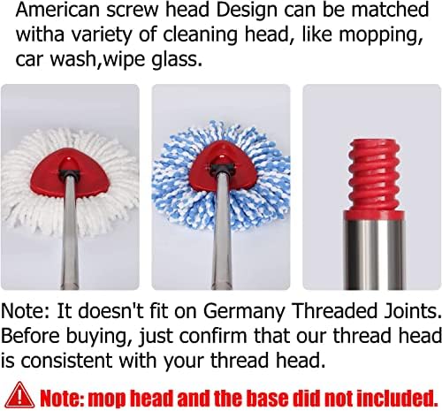 Qulable Spin Mop Handle Replacement - 4-Section Adjustable Red