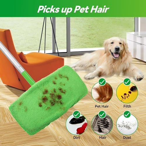 Febsow Reusable Microfiber Mop Pads 4PCS Replacement for Swiffer Sweeper