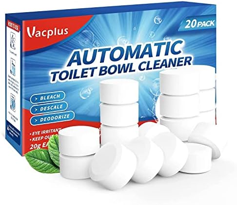 Vacplus Toilet Cleaner Tablets 20 Pack Automatic Cleaners with Bleach