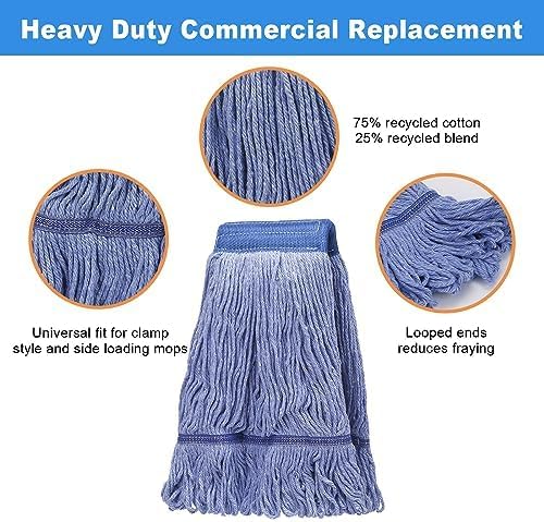 Pack of 6 Heavy Duty Blue String Mop Refill Heads