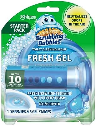 Scrubbing Bubbles Rainshower Fresh Gel Toilet Cleaners 6 Stamps in 1 Dispenser
