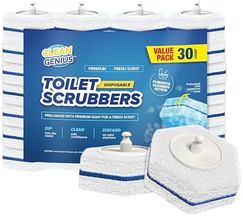 CleanGenius Disposable Prefilled Toilet Cleaning Scrubbers 30 Count