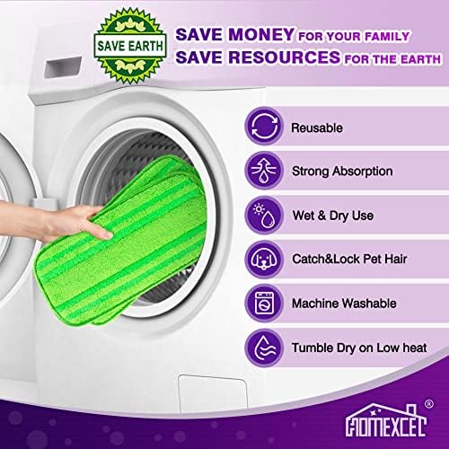 HOMEXCEL Microfiber Mop Pads Refill Pack of 4
